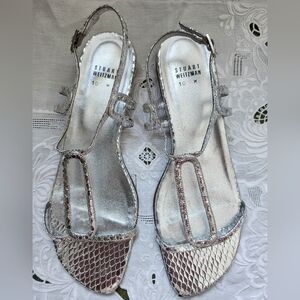 Stuart Weitzman Snake Skin Embossed Sandal